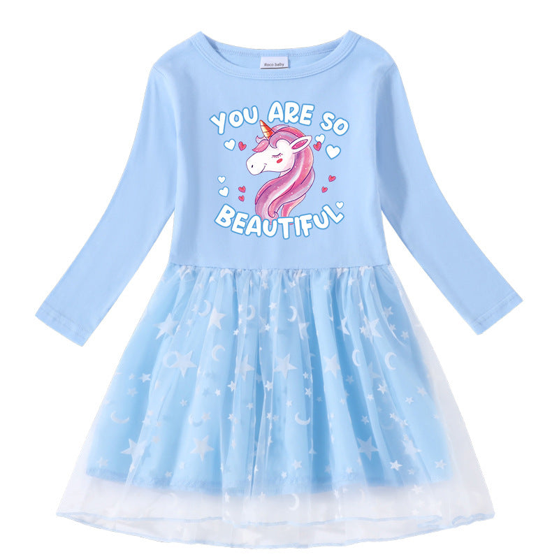 Girl's cotton printed cartoon dress
