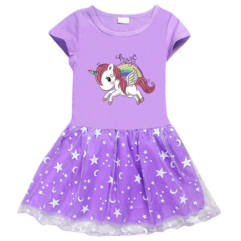 Girl's dress cotton unicorn