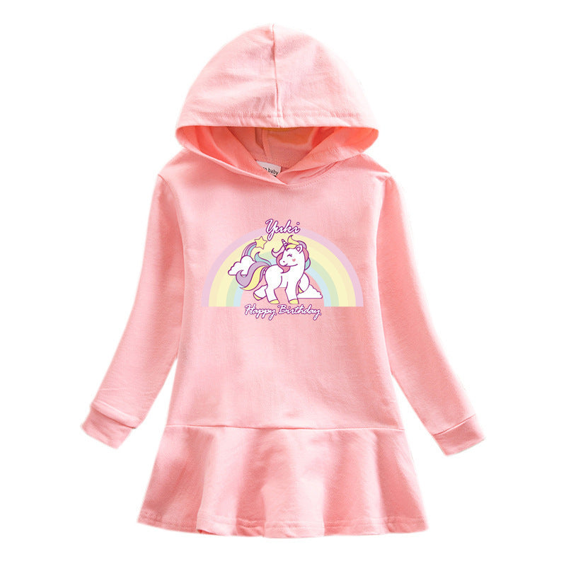 Girl hooded hoodie dress unicorn