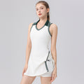 Casual Tennis Outdoor Dress V-Neck Turn-Down Collar Sport Set Short Sleeveless Comfortable Slim Fit Moisture-Wicking