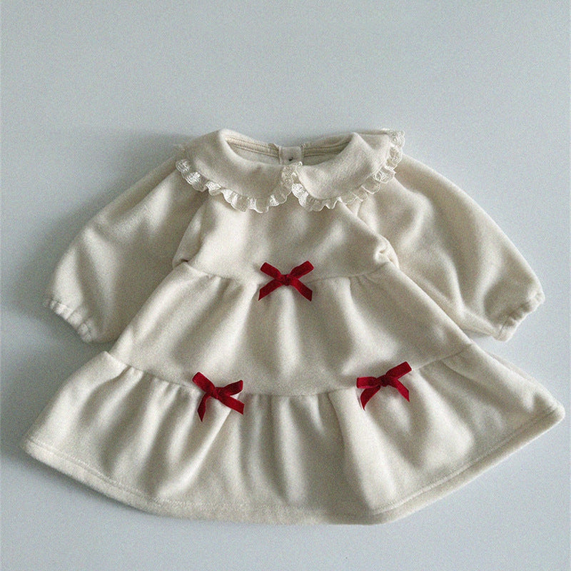 Sweet bow lace dress for children