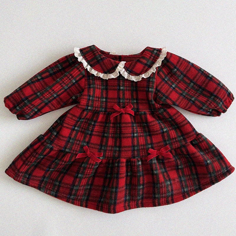 Sweet bow lace dress for children