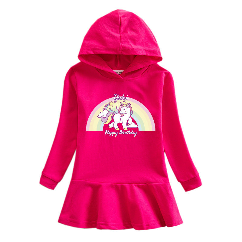 Girl hooded hoodie dress unicorn