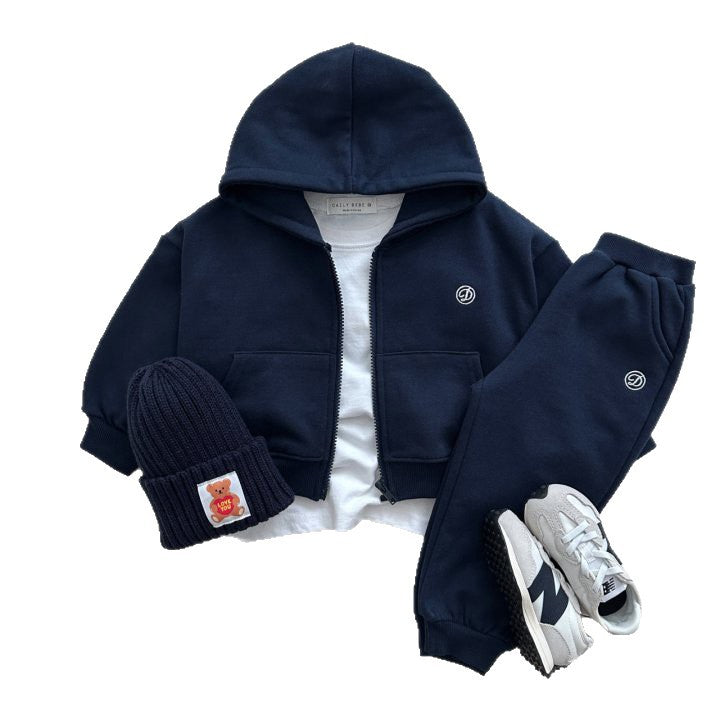 Hoodie zipper cardigan hooded pants two-piece set