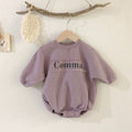 Letter hidden button fleece hoodie long sleeved jumpsuit