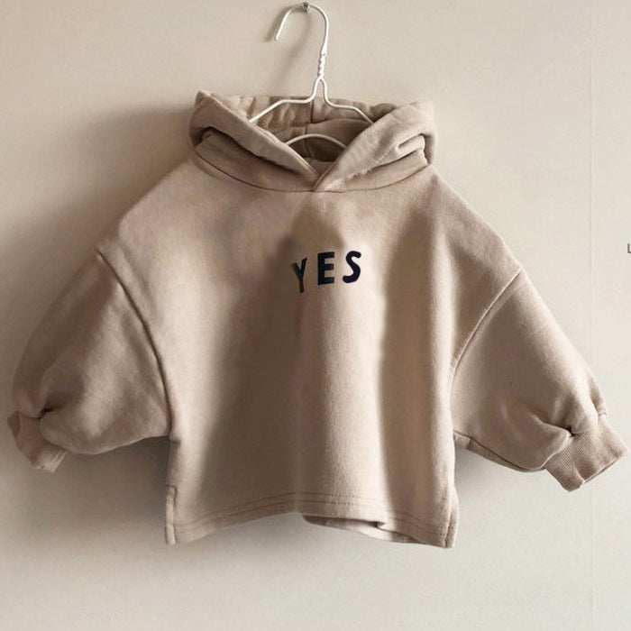 Casual letter hooded looped children's top