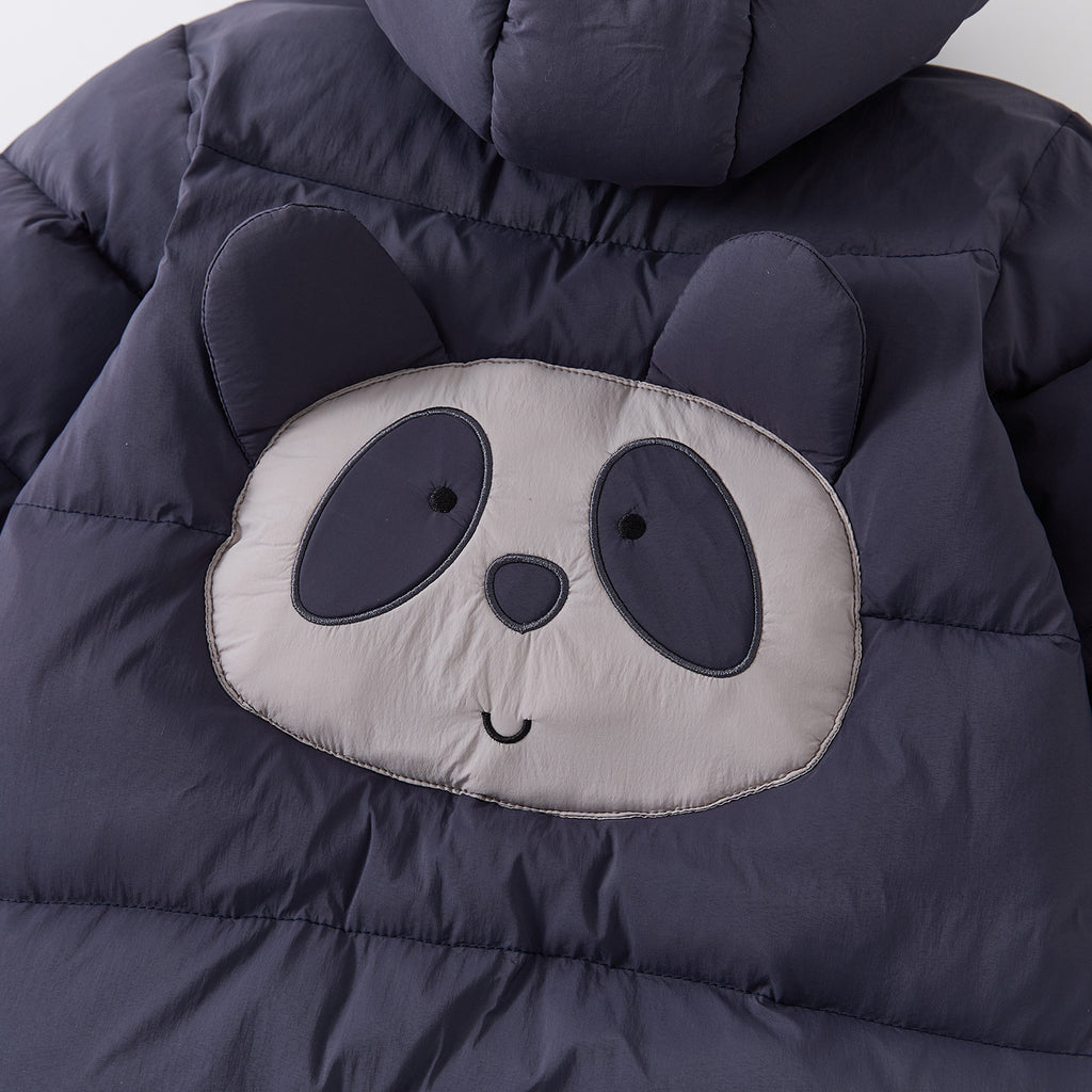 Cute Panda Hooded Onesie for Babies Quilted Thick Warm Long Baby Romper