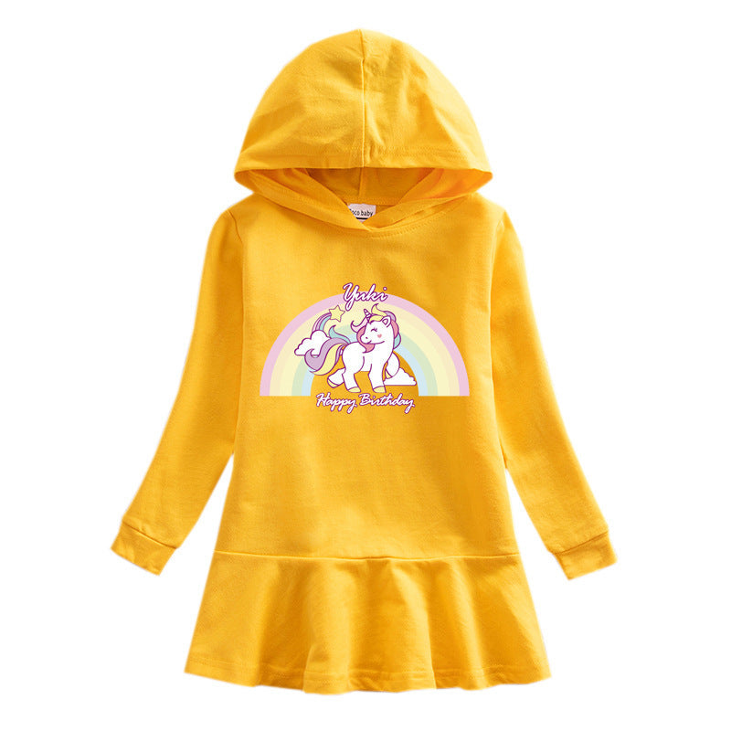 Girl hooded hoodie dress unicorn