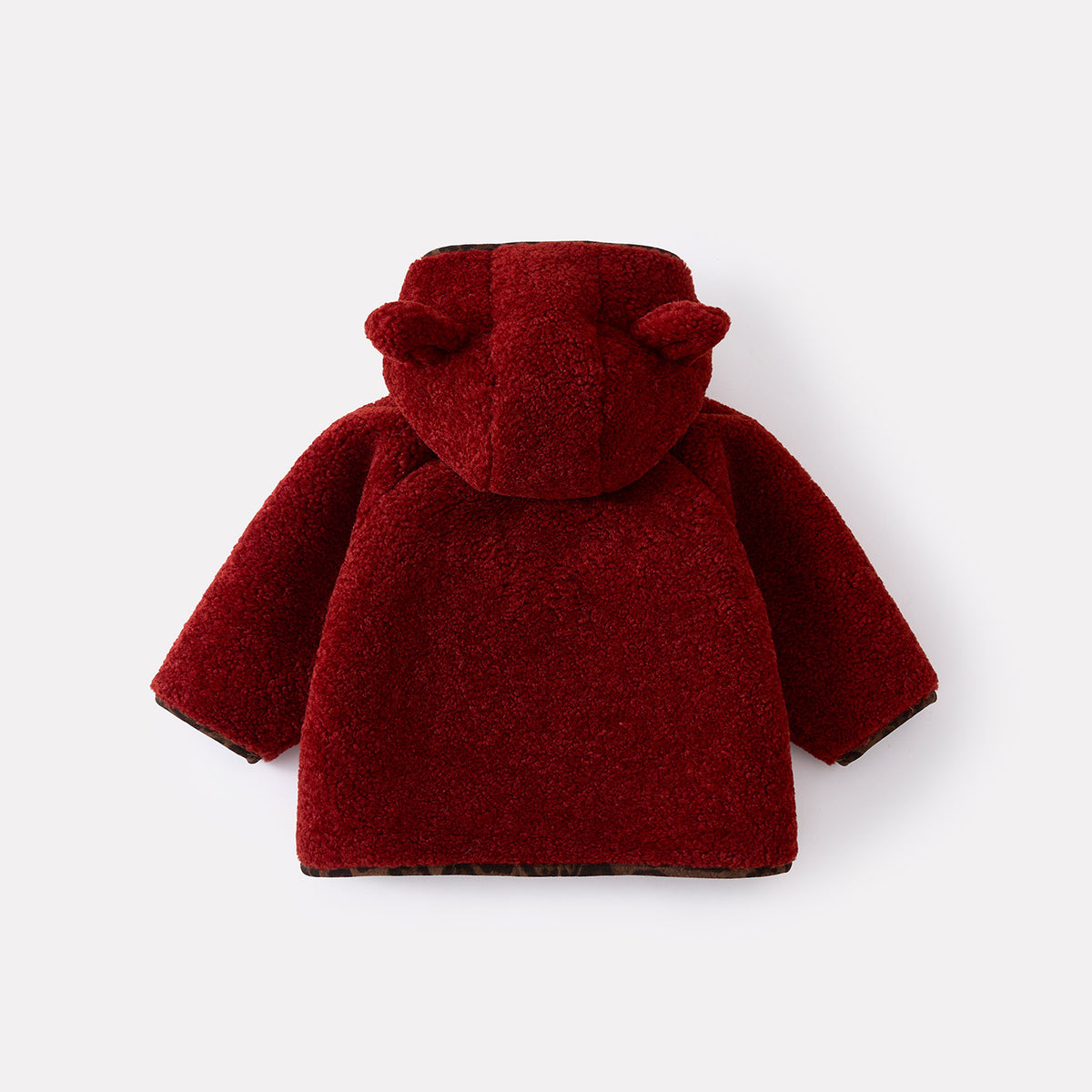 Hooded Coat for Baby Girls, Thick Warm Knit Sweater with Fur Trim