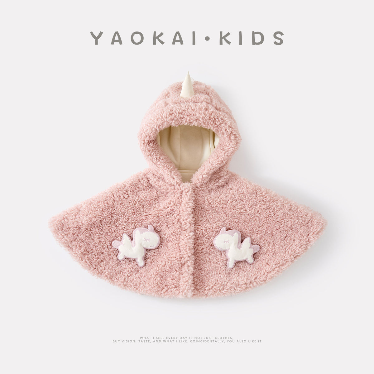 Fleece Lined Thick Furry Cloak for Baby Girls, Versatile Warm Hooded Cartoon Poncho