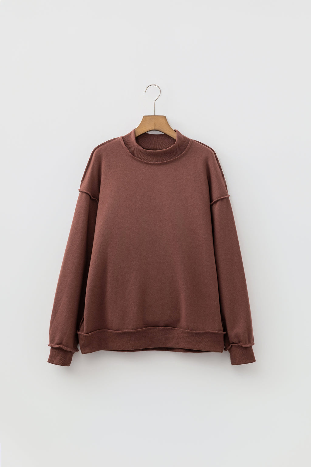Bright Green Oversize Drop Shoulder Reversible Mock Neck Sweatshirt