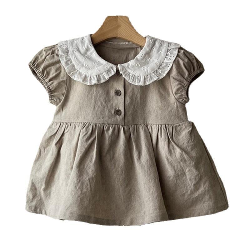 Cute and sweet color blocked collar with bubble sleeves wrapped in fart pants skirt