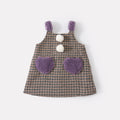 Thickened Heart-shaped Bodysuit Dress Set for Baby Girls, Knit Sweater Two-piece Outfit