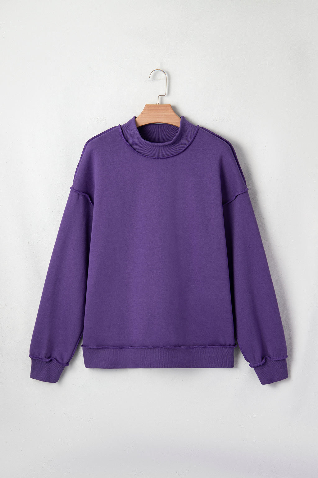 Bright Green Oversize Drop Shoulder Reversible Mock Neck Sweatshirt