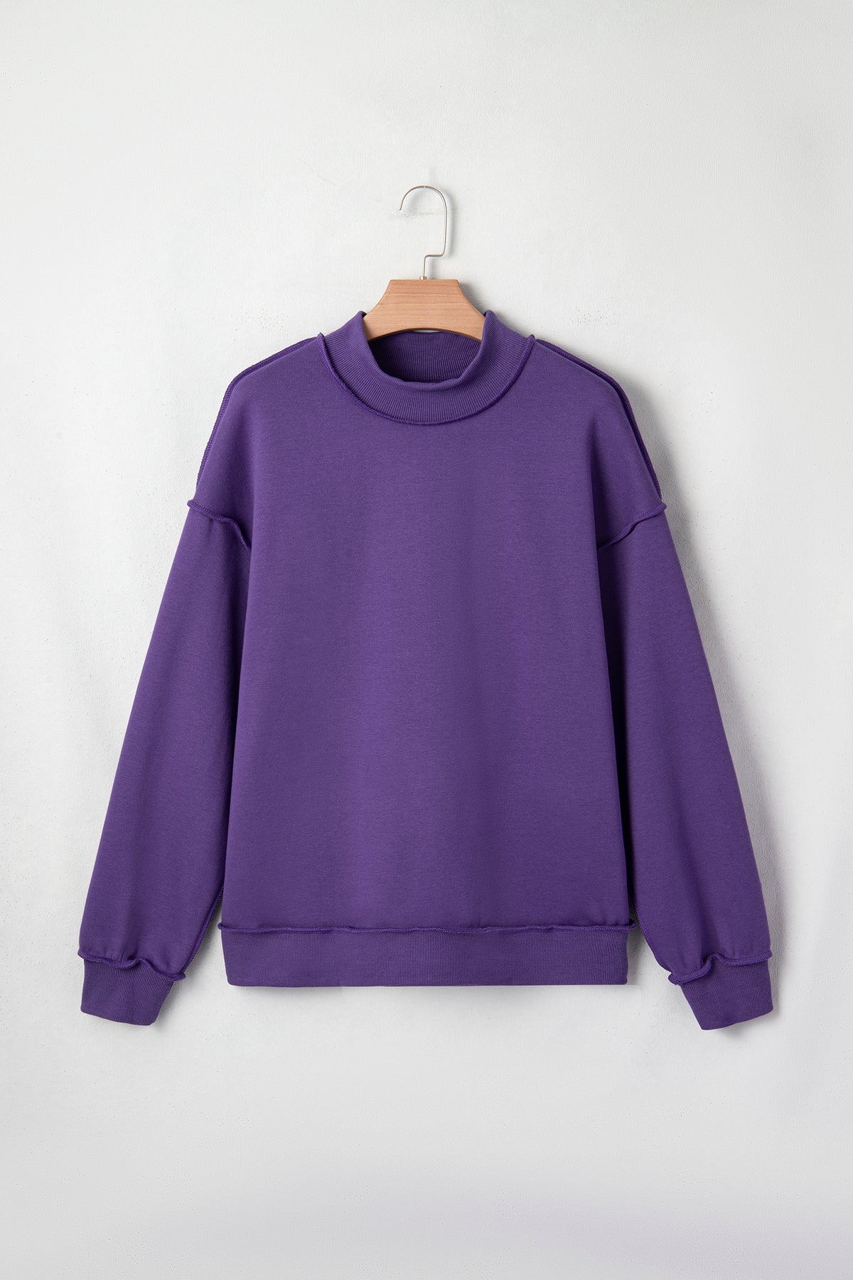 Bright Green Oversize Drop Shoulder Reversible Mock Neck Sweatshirt