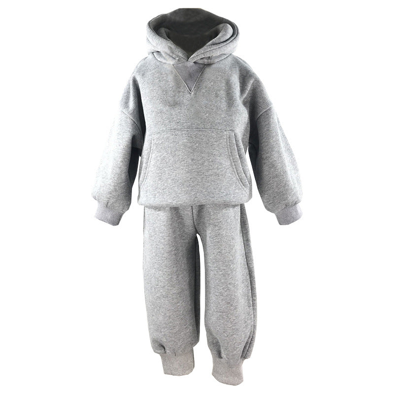 Casual men's and women's fleece hoodie sports two-piece set