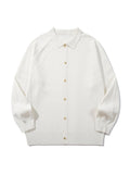 Trendy Panel Texture Heavyweight Loose Casual Turn-down Collar Open Front Sweater