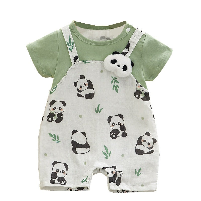 Baby Onesie, 100-Day Baby Short Sleeve Romper, Fake Two-Piece Bodysuit