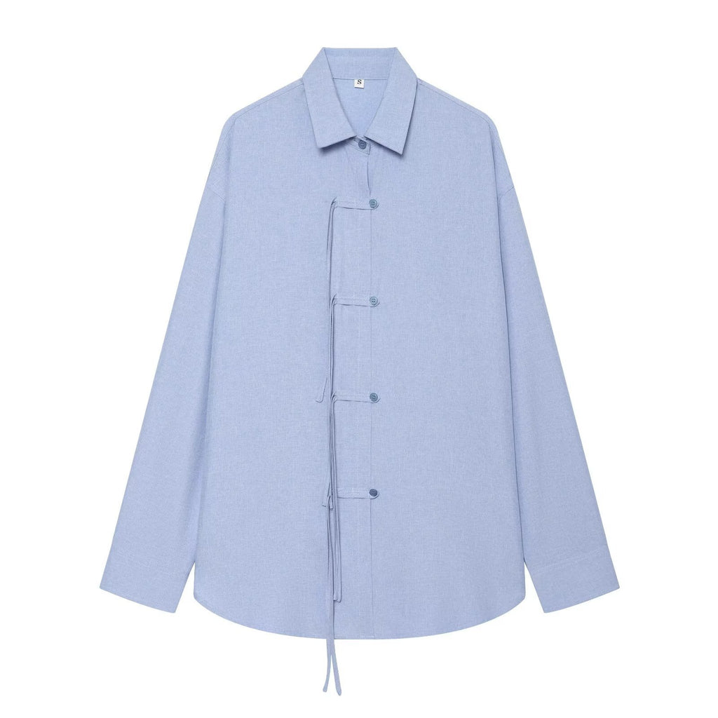 Retro women's pure linen shirt for summer