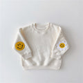 Smiling face fleece striped casual hoodie