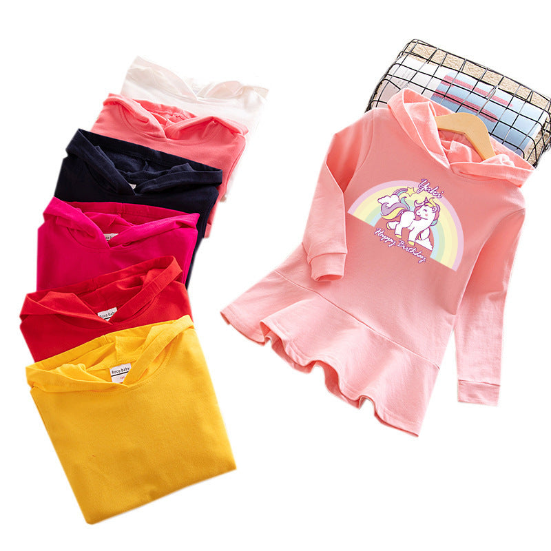 Girl hooded hoodie dress unicorn