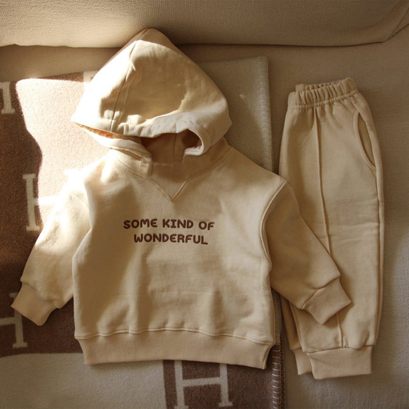 Hooded letter loop hoodie casual sports set