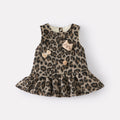 Leopard Print Dress Set for Baby Girls, Warm Sweater and Dress Two-Piece Outfit