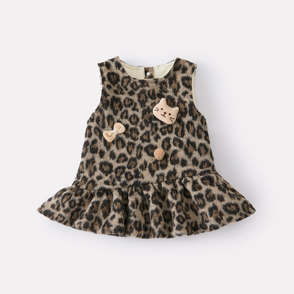 Leopard Print Dress Set for Baby Girls, Warm Sweater and Dress Two-Piece Outfit