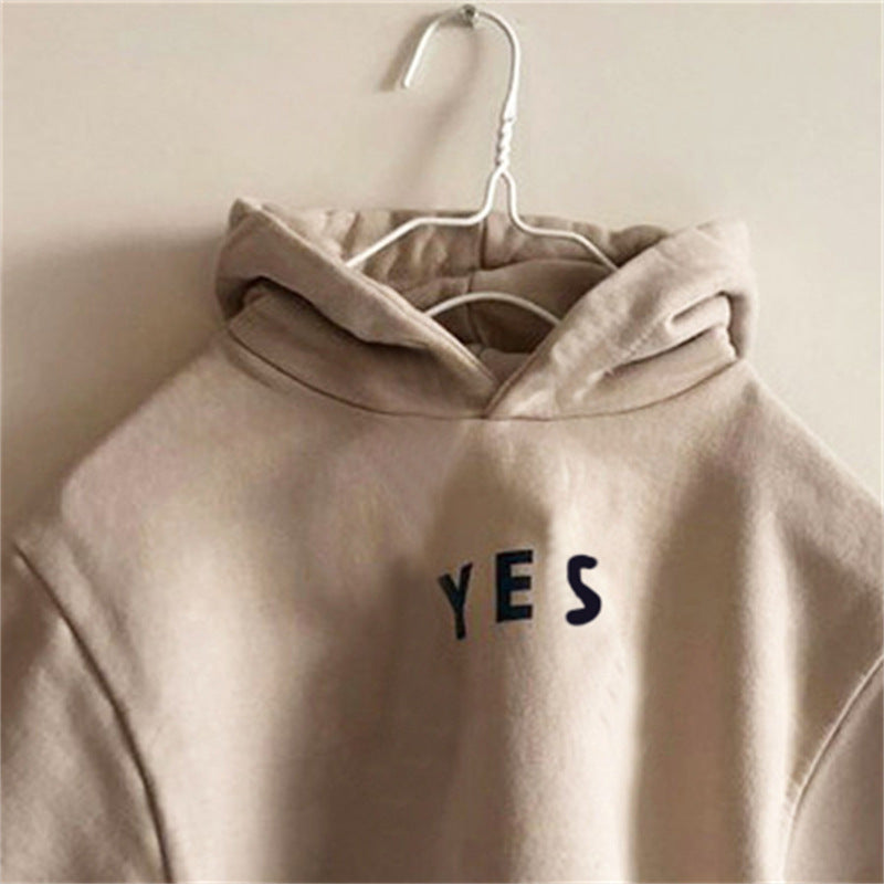 Casual letter hooded looped children's top