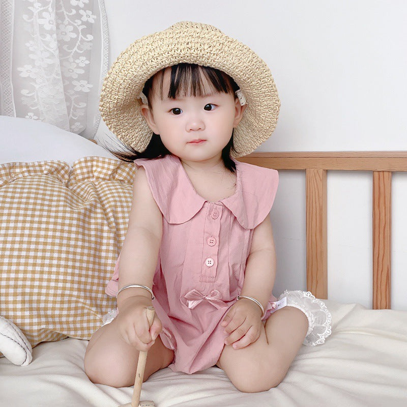 Cute Princess Style Baby Girl Triangular Romper Infant Bodysuit Newborn Children's Onesie Summer Lightweight