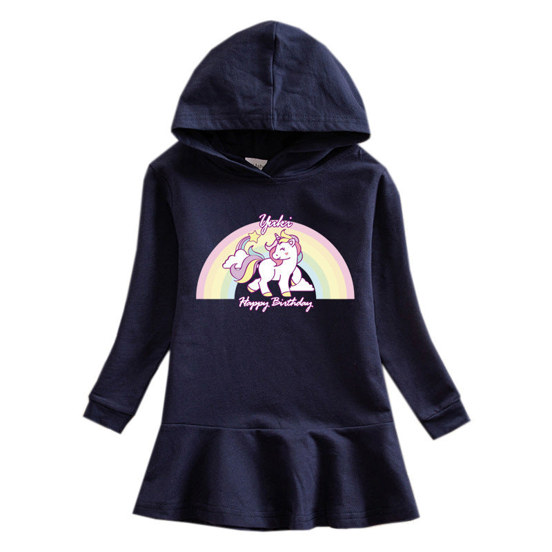 Girl hooded hoodie dress unicorn