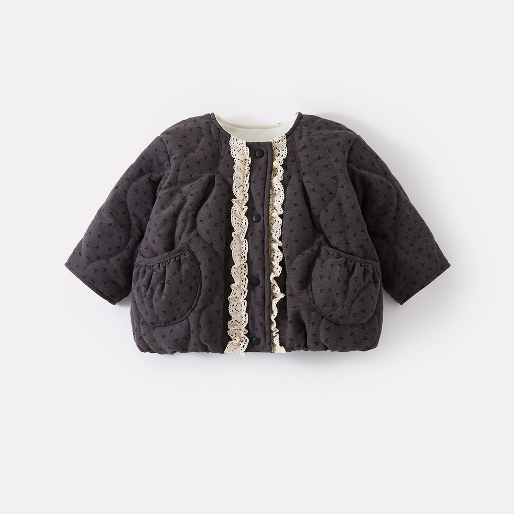 Infant and Toddler Ruffled Quilted Coat Set, Baby Girl Cotton Jacket