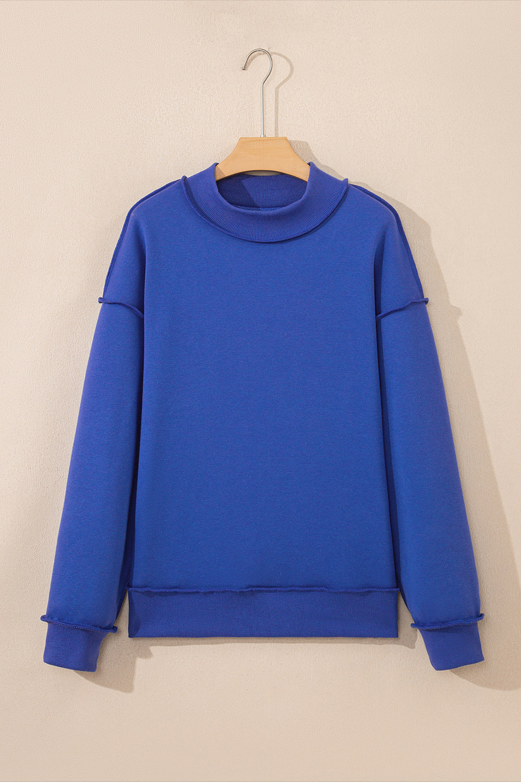 Bright Green Oversize Drop Shoulder Reversible Mock Neck Sweatshirt