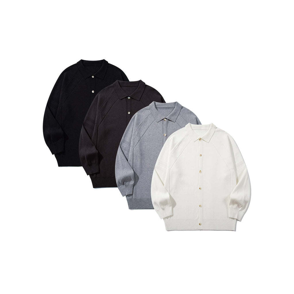 Trendy Panel Texture Heavyweight Loose Casual Turn-down Collar Open Front Sweater