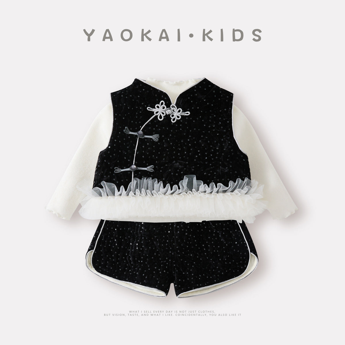 Outfit for Baby Girls, Fleece-Lined Thickened Vest and Shorts Set, Three-Piece Bottoms Set