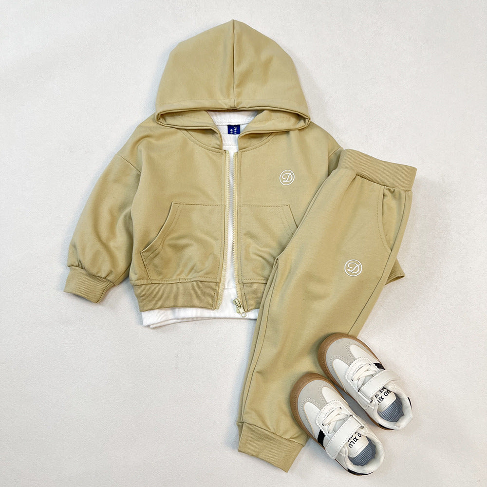 Hoodie zipper cardigan hooded pants two-piece set
