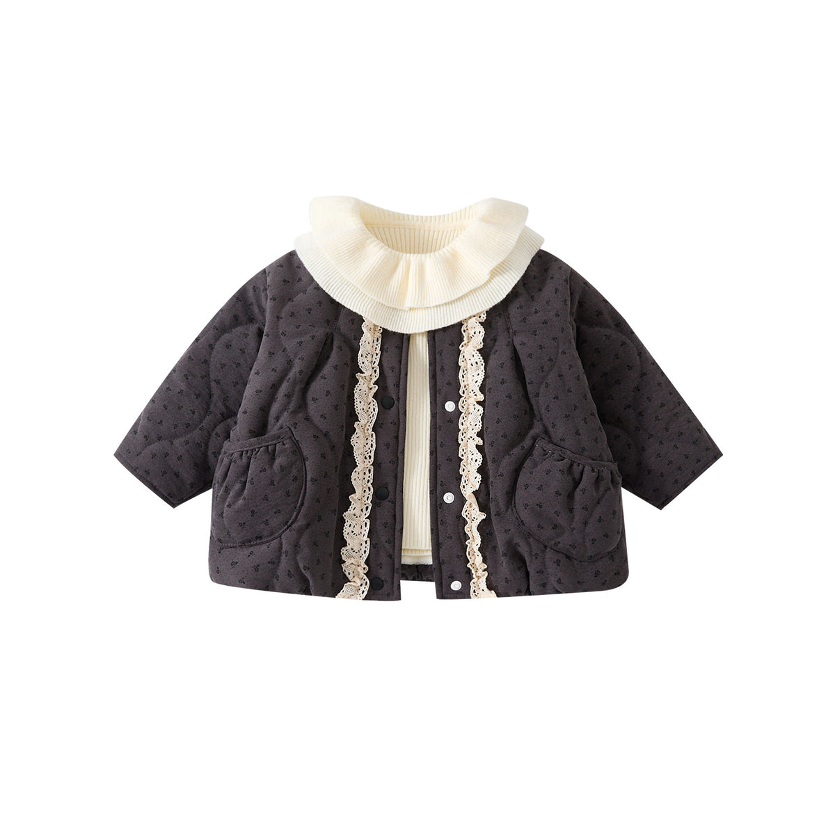 Infant and Toddler Ruffled Quilted Coat Set, Baby Girl Cotton Jacket
