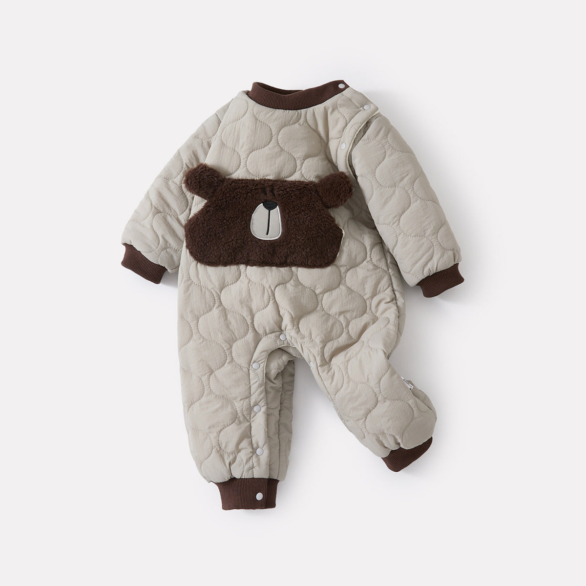 Fleece Cartoon Romper, Korean Style Thick Warm Baby One-Piece, Trendy Design