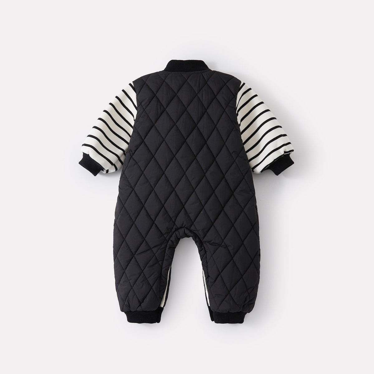 Infant Fleece-Lined Thickened Fake Two-Piece Jumpsuit Cartoon Quilted Bib Long Romper