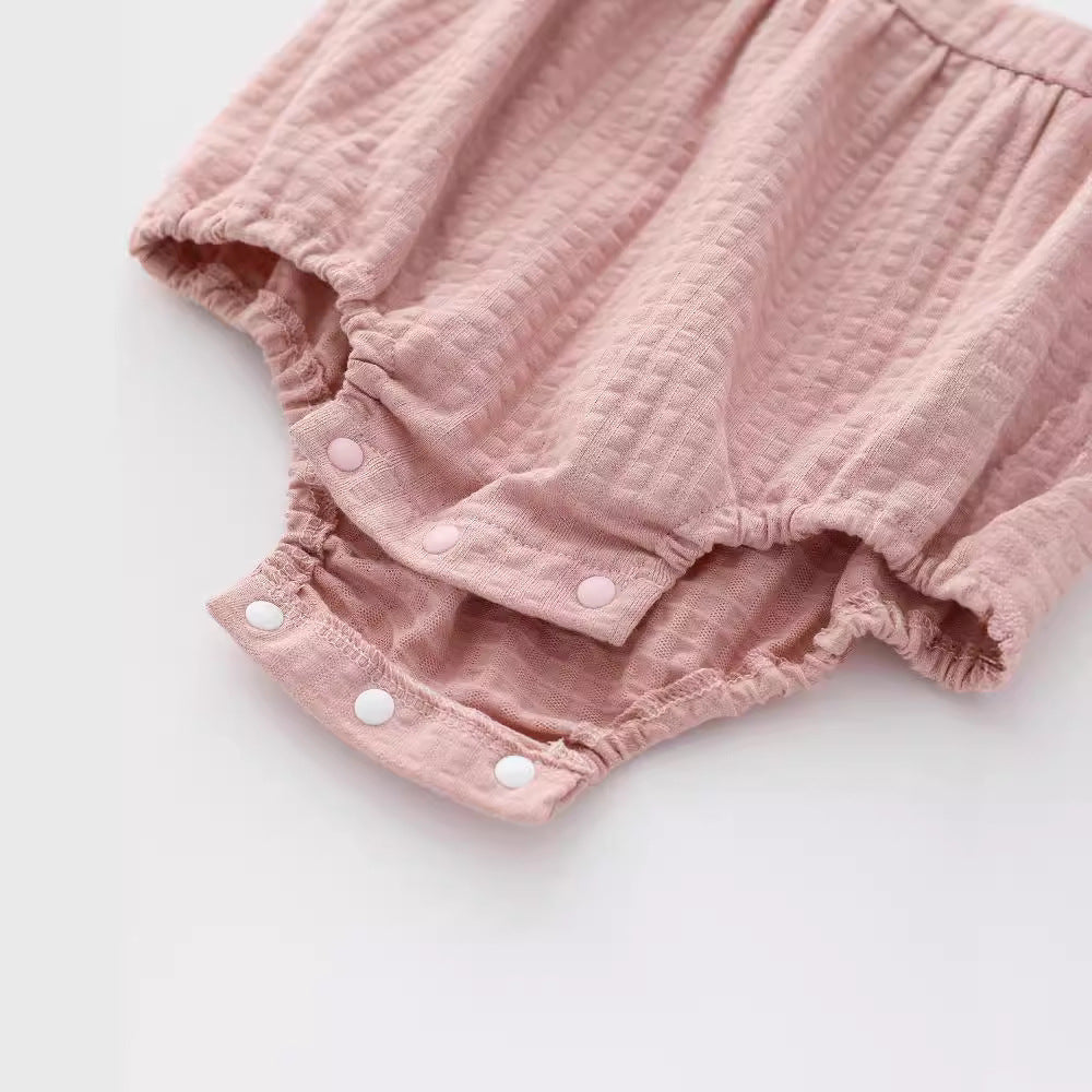 Cute Solid Color Round Neck Sleeveless Baby Romper for Newborns