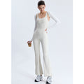 Sexy Backless Long Pants Bodysuit Yoga Set Slim Seamless Flared Leggings Sports Bodysuit