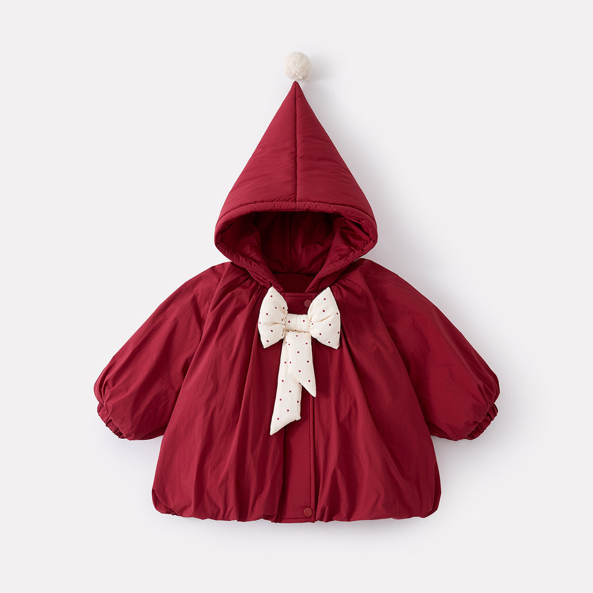 Cotton Outfit Set with Bow for Baby Girls, Thickened and Warm Winter Coat and Bottoms Two-Piece Set