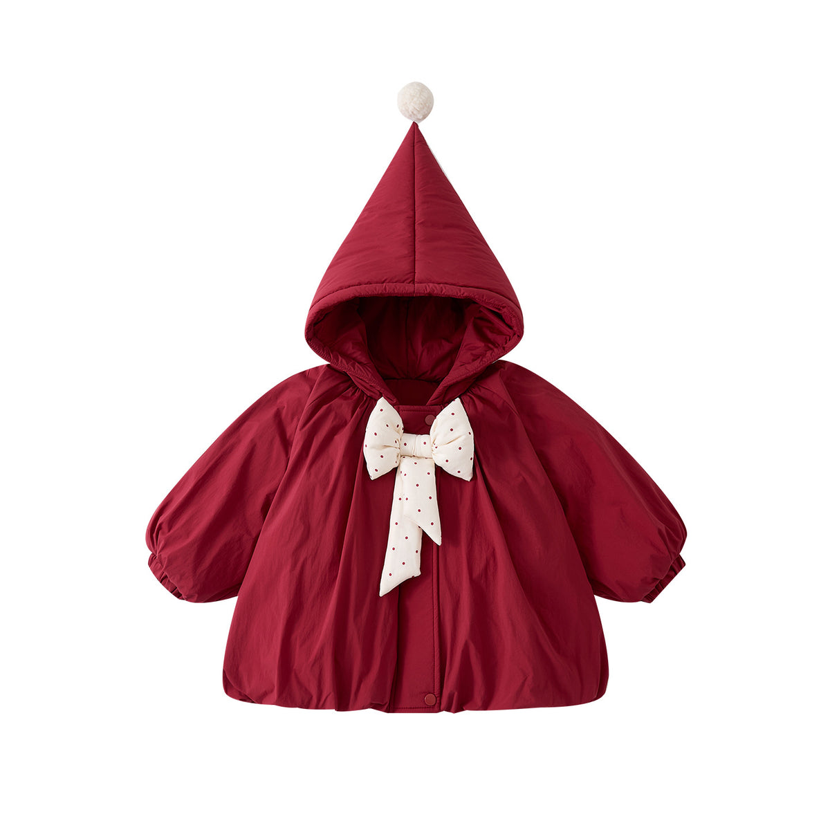 Cotton Outfit Set with Bow for Baby Girls, Thickened and Warm Winter Coat and Bottoms Two-Piece Set