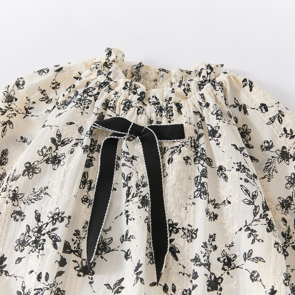 Girls' Butterfly Knot Romper, Charming Floral Cotton Triangular Crawler Bodysuit