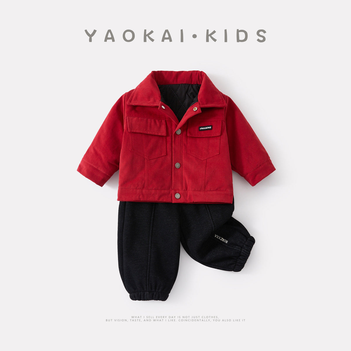 Cotton-Padded Jacket and Pants Set, Thickened Warm Two-Piece Outwear for Infants and Toddlers
