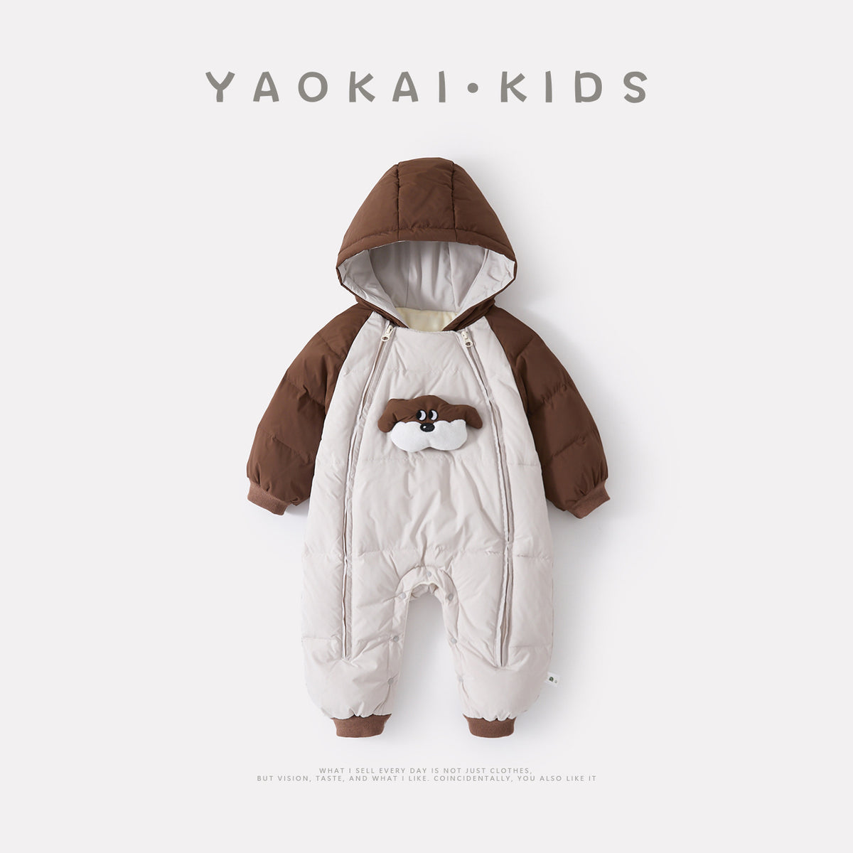 Lined Hooded Overall for Babies, Color-block Cartoon Warm Long Romper for Infants