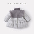Long Cotton Coat with Removable Shoulder Shawl for Baby Girls, Quilted Fleece Lined, Warm Outerwear