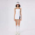 Hot Summer Fitted Shaping Tennis Skirt, Backless Strappy Sports Bodysuit with Built-in Safety Shorts, High-Waisted and Anti-See-Through Design