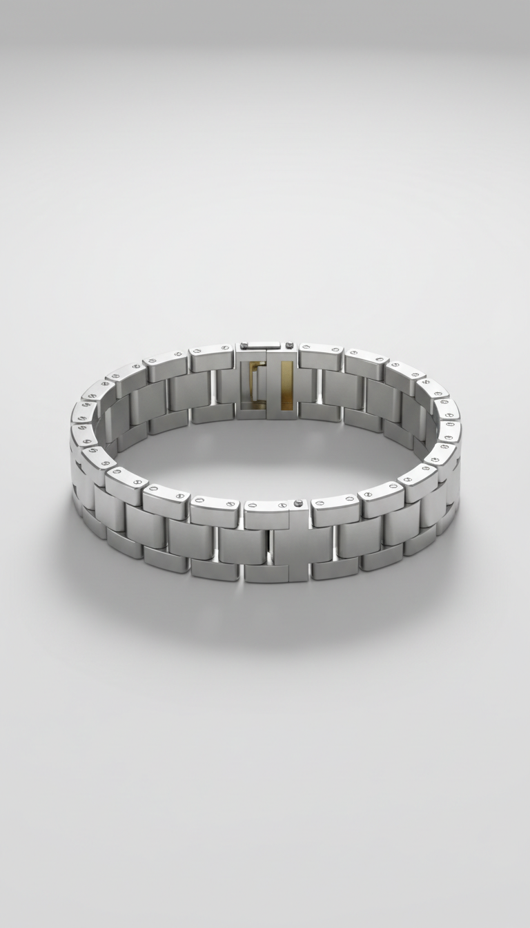 Pulsera hombre acero inoxidable plateado