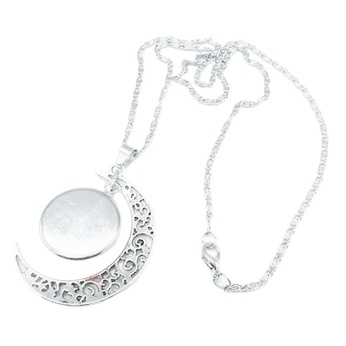 Zodiac Time Gem Luminous Necklace for Women, Simple Silver Moon Pendant Choker